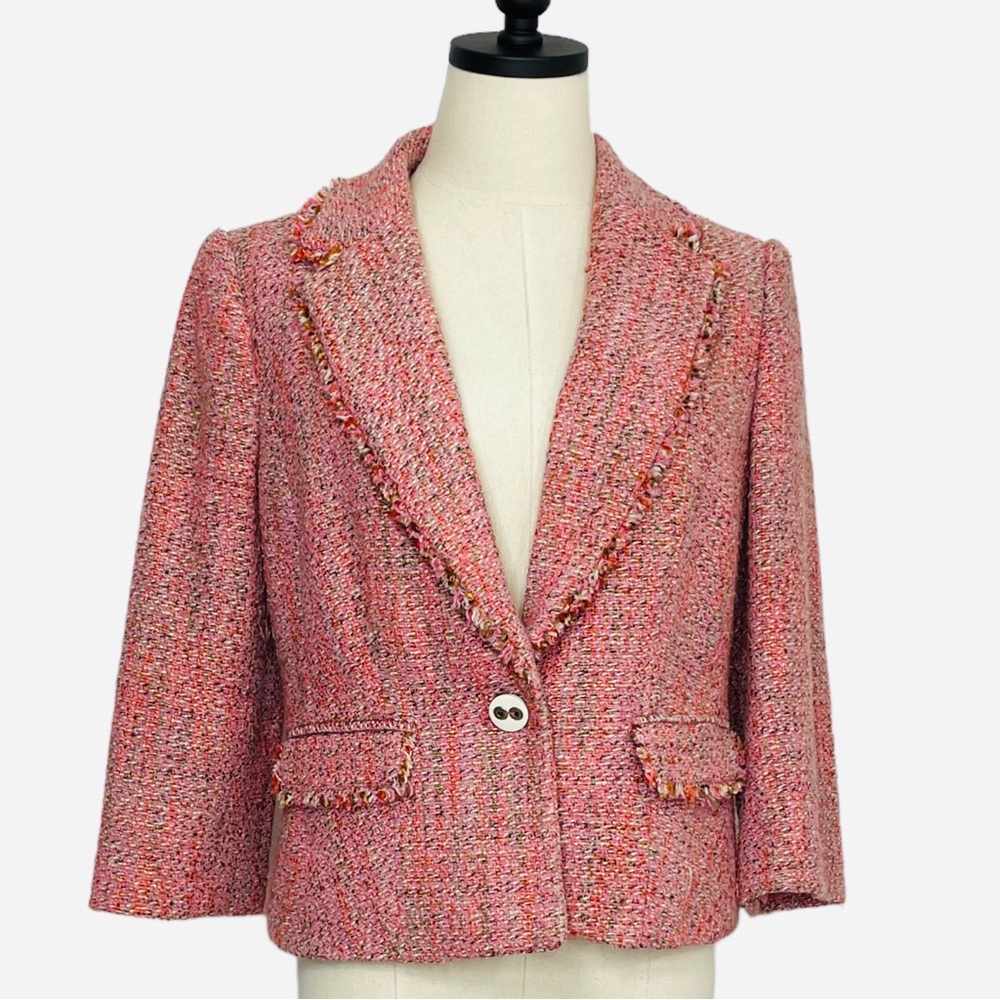 The Limited Crop Collection Wool Blend Jacket Fully Lined Pink and Orange Sz Med